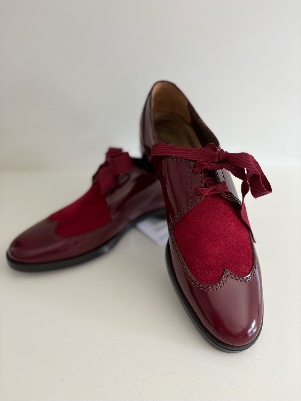 Lanvin Burgundy Patent Leather & Suede Brogues Archival 2013 Collection 39 New